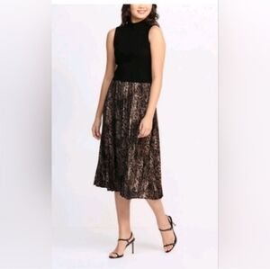 Fortune + Ivy Stitch Fix Leopard Print Pleated Midi Dress Medium NWT